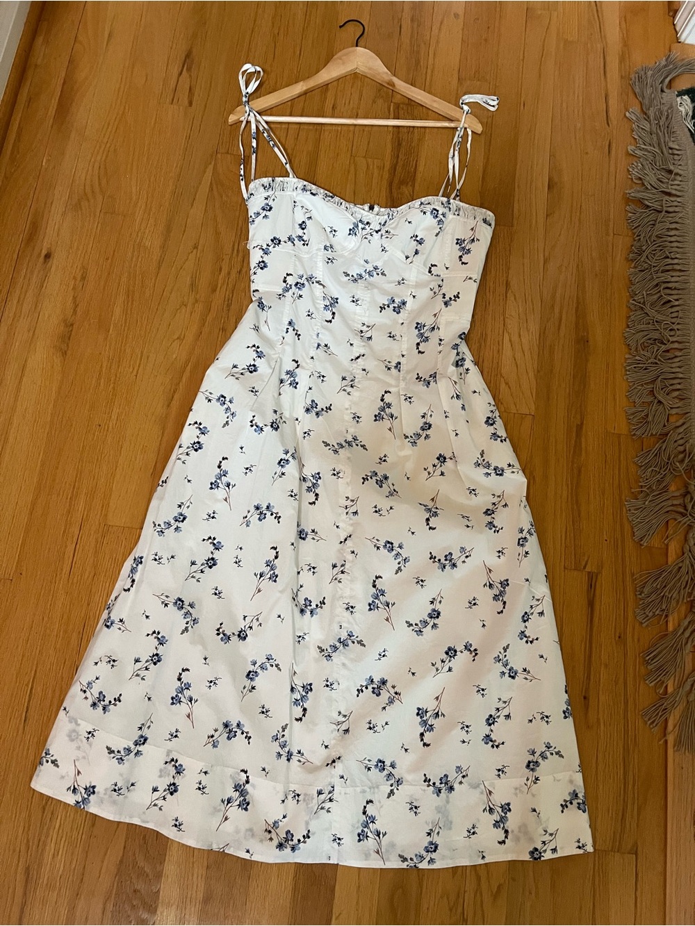 Rebecca Taylor White Sundress with Navy Floral Accents